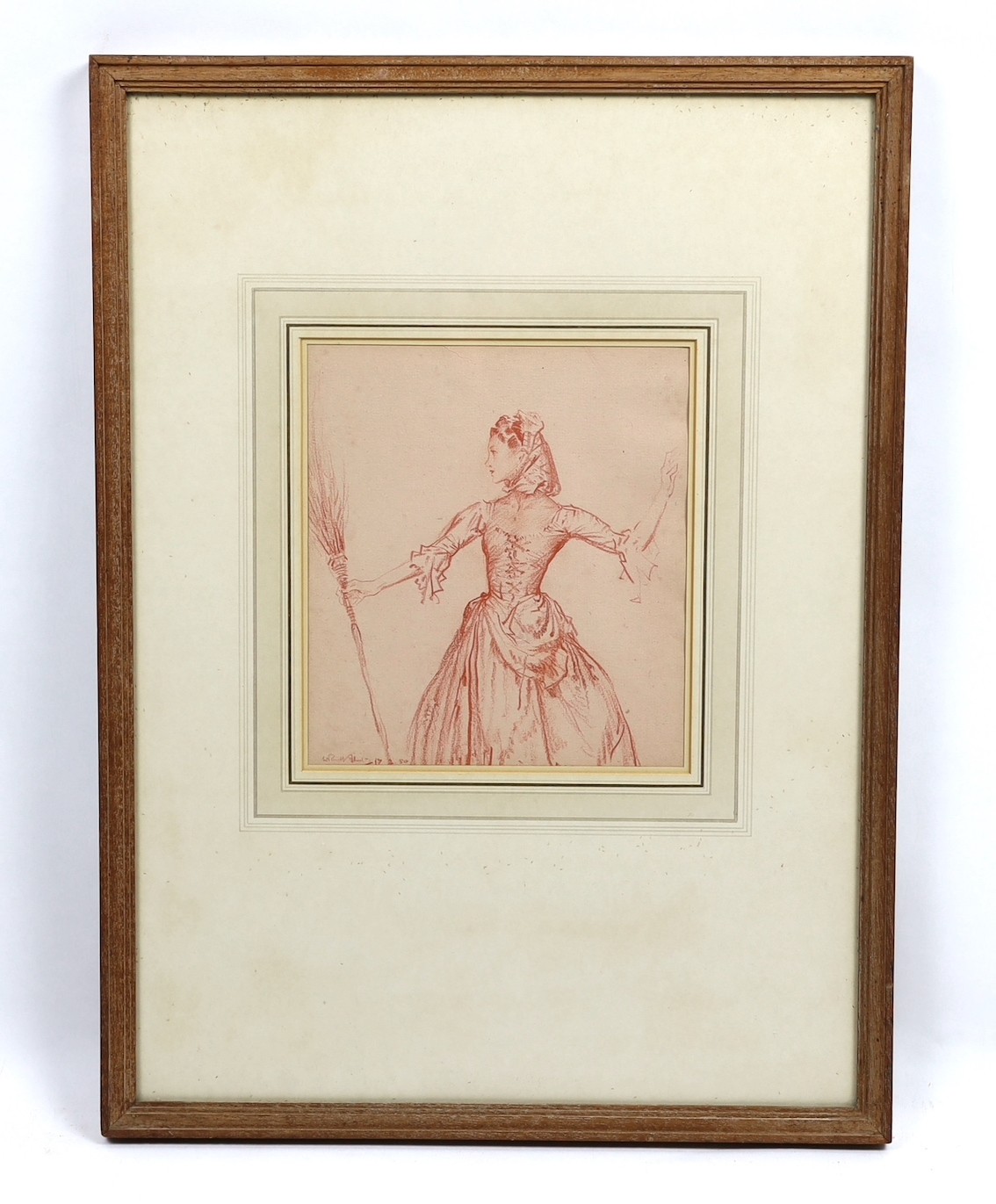 Sir William Russell Flint RA PRWS (British, 1880-1969), ‘Moira Shearer as Cinderella, drawn from life February 17 1950', red chalk on pink paper, 23 x 20.5cm